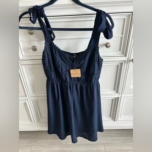 Blu Pepper Women’s Navy Blue Eyelet Short Sundress Size M NWT